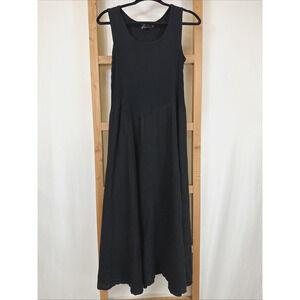 NWT Fenini Black Cotton Top Linen Skirt Dress #1386 Size XS